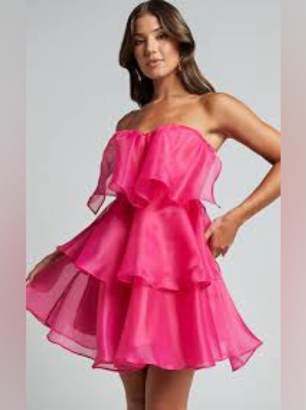 Wild Fable Cupcake Tiered Mini A-Line Strapless Pink Dress